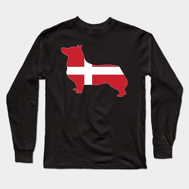 Swedish Vallhund Denmark Flag Filled Long Sleeve T-Shirt by DPattonPD